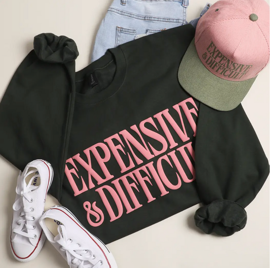 Hunter Green and Pink Expensive and Difficult Sweatshirt.
